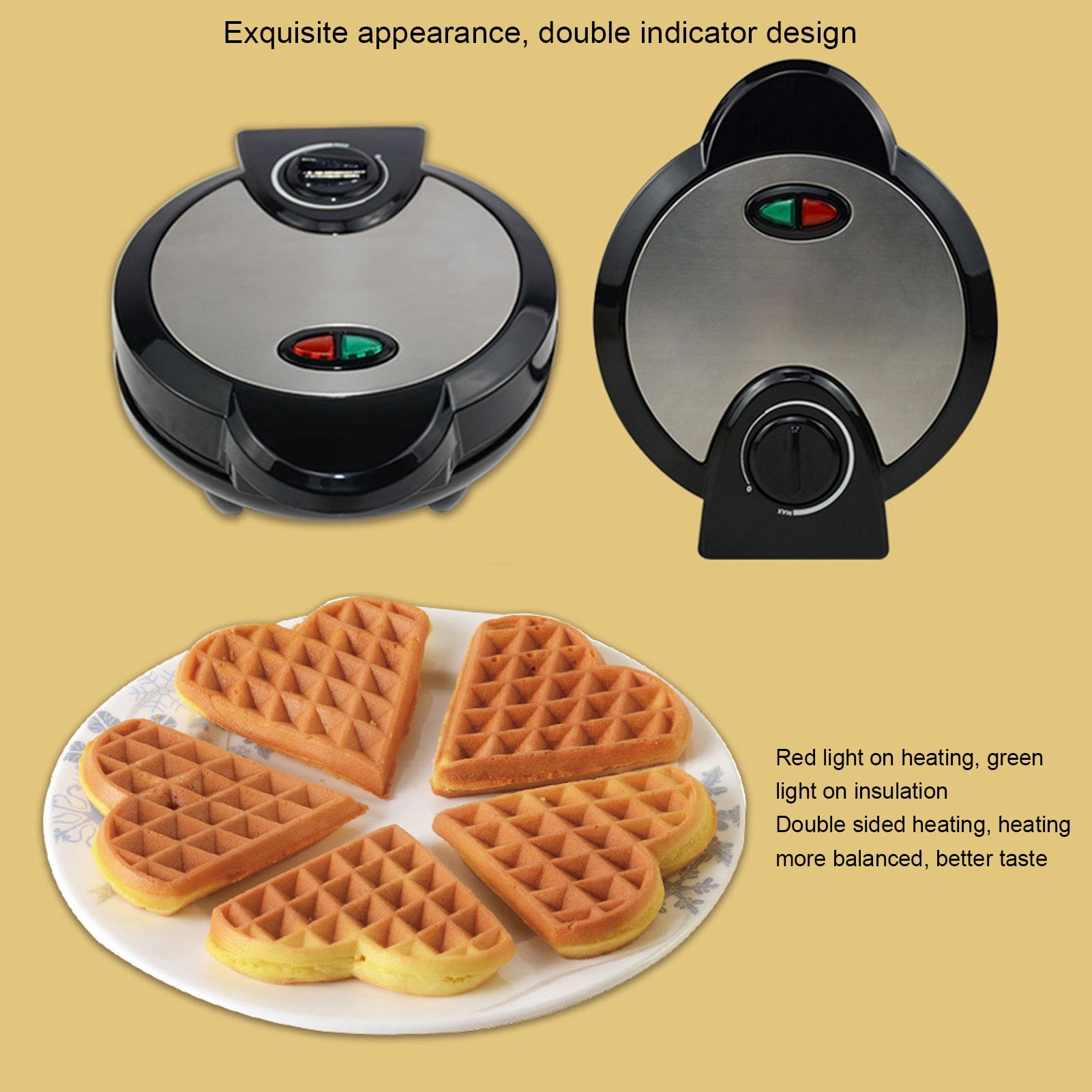 BIMZUC 3-in-1 Multifunctional Electric Waffle Maker Machine, Food Grade Safe Round Belgian Waffle Baker with Temperature Control, Cool Touch Handle EU Plug 220V (Classic Silver, 10.6 inches / 27 cm)