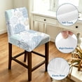 thumbnail image 4 of Blue Coral Coastal Bar Stool Cover Set of 4, Summer Beach Shell Conch Ocean Stretch Bar Chair Cover, Removable Washable Pub Counter Stool Chair Slipcover for Kitchen Dining Room Pub Cafe, 4 of 9