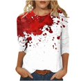 thumbnail image 1 of Pisexur Chandails en Molleton d'Halloween pour Femmes Manches 3/4 Col Rond Chandails en Molleton Graphiques Amusants Chandails à Capuchon Chandail Tops Tendance Automne Chandail Tops Blouses, 1 of 5