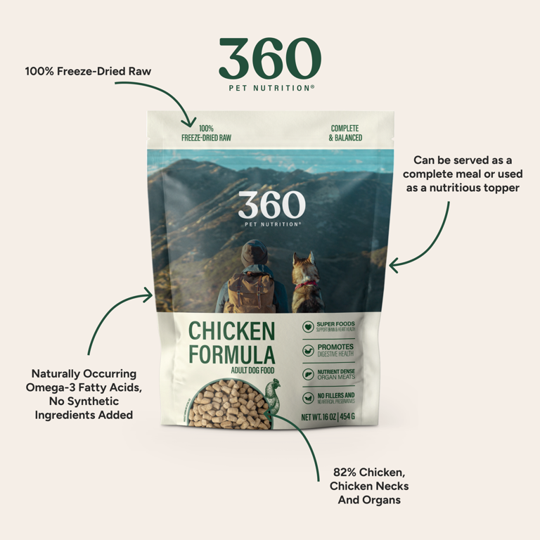 360 Pet Nutrition Freeze Dried Chicken Dog Food, 16 oz photo 4