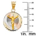 thumbnail image 2 of Pendentif Crucifix Rond en Or 14 Carats avec Chaîne de Blé Carrée de 0,80 Mm, 2 of 3