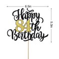 thumbnail image 2 of Decoración para tartas Leetaivie Happy 84th Birthday con purpurina negra y dorada, 2 of 6