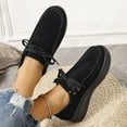 thumbnail image 4 of Wowcloth Women's Fashion Casual Lace-Up Loafers – Solid Color Round Toe Slip-On with Thick Wedge Sole for Spring/Fall Seasonal Wear, 4 of 9