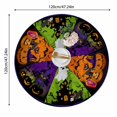 thumbnail image 2 of Halloween Round Elastic Fleece Tablecloth, Halloween Themed Printed, 1 Piece Circular Spooky Pattern Table Cover, for Halloween Party Indoor Outdoor Dining Decoration, 2 of 7