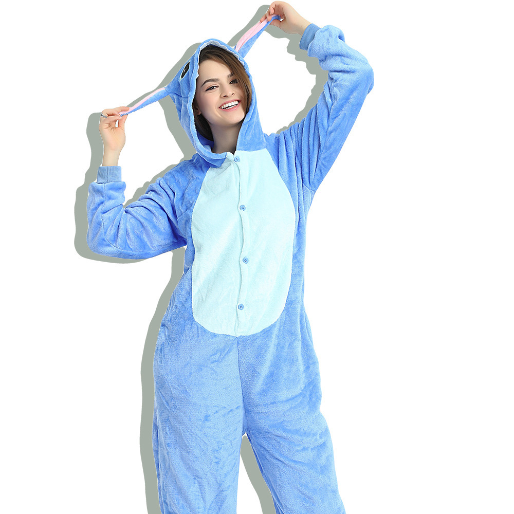 TBWYF Onesie Costumes One Piece Pajama Unisex Union Suits Animal Costume Blue Stitch S - image 3 of 4