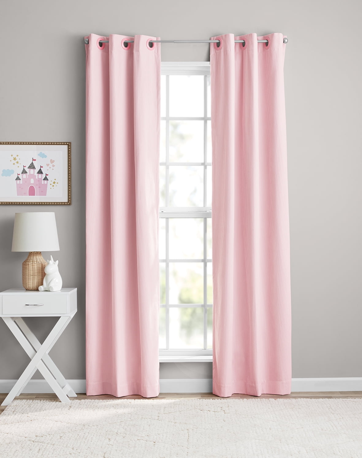 (2 pack) Your Zone Corduroy Blackout Grommet Curtain Panel,1 Panel, Pink Starlight, 38"W x 84"L