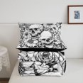 thumbnail image 5 of Homewish Hipple Death Skull Twin Comforter Sets,Goth Romantic Floral Bedding Set,White,Halloween Duvet,Black Reversible,2-Piece,1 Comforter and 1 Pillowcase, 5 of 7