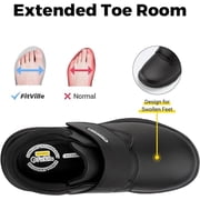 FitVille Mens Diabetic Shoes Extra Wide Leather Oxford Shoes for Swollen Foot, Black, 8 x-Wide