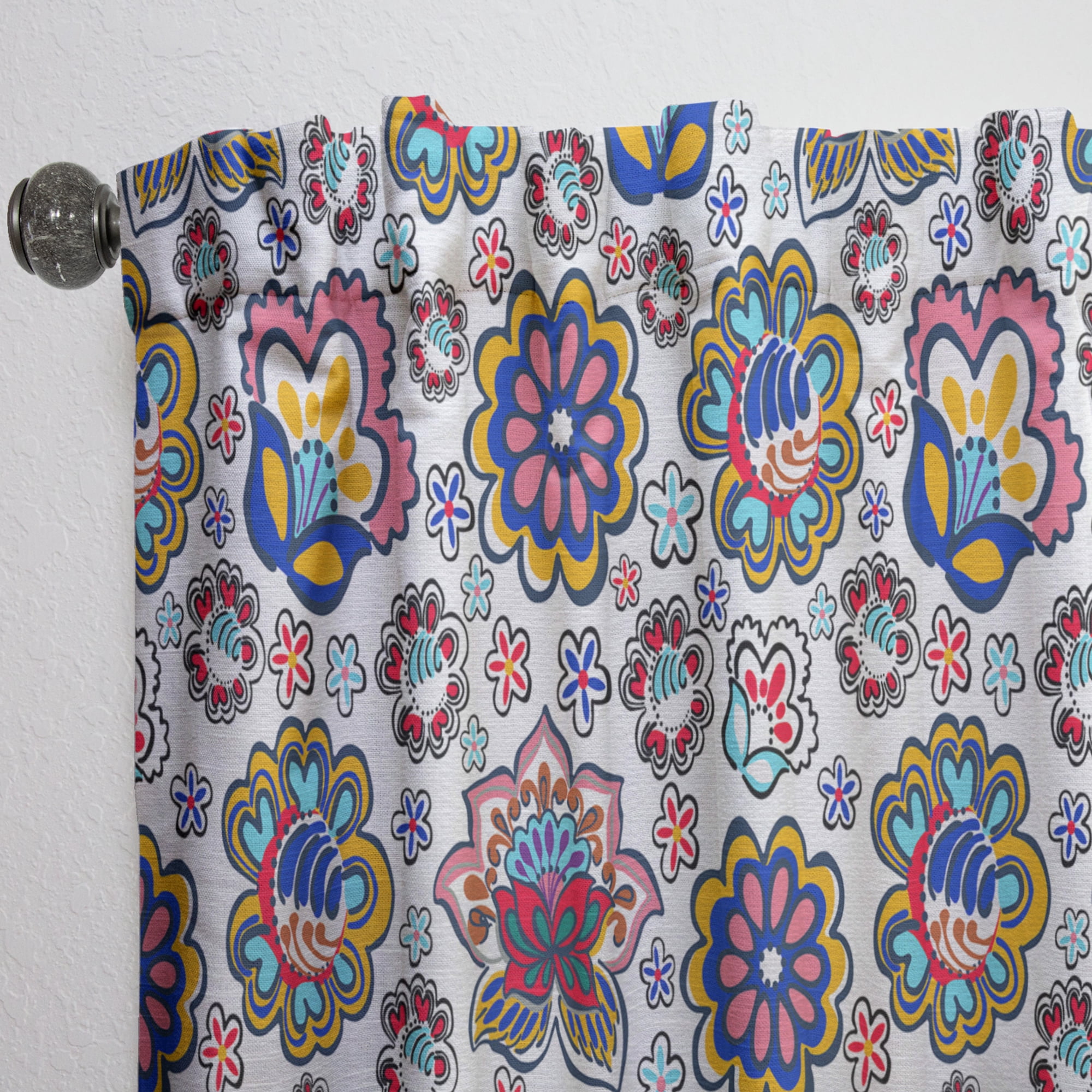 Designart 'Flowers Retro III' Mid-Century Modern Curtain Panel
