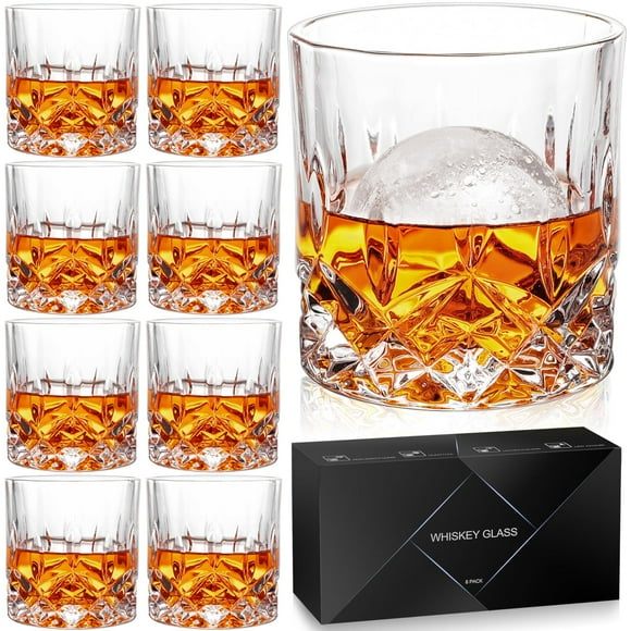 Vasos para whisky QUMMFA Crystal Old Fashioned, 325 ml, juego de 8