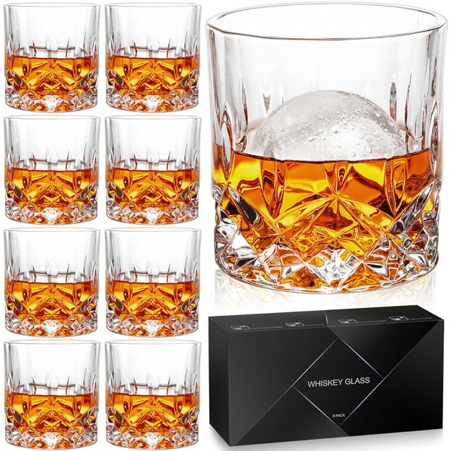 Vasos para whisky QUMMFA Crystal Old Fashioned, 325 ml, juego de 8