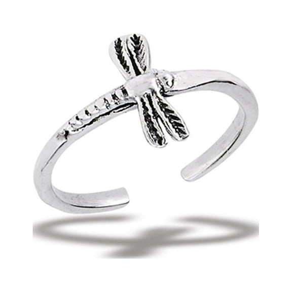 Sterling Silver Mini Dragonfly Sideways Toe & Midi Ring 925 Adjustable Band Jewelry Female Unisex