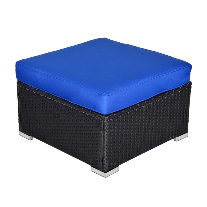 Sunvivi 3PCS Wicker Patio Armless Sofa Chairs with Wicker Coffee Table, Create the Patio of Your Dreams With Our Modular Furniture Sets, Black and Blue, PE Wicker