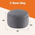 thumbnail image 3 of MCQ 3FT Comfy Bean Bag Chair for Adults, Lounger with Removable Plush Cover, Dark Gray, 3 of 5