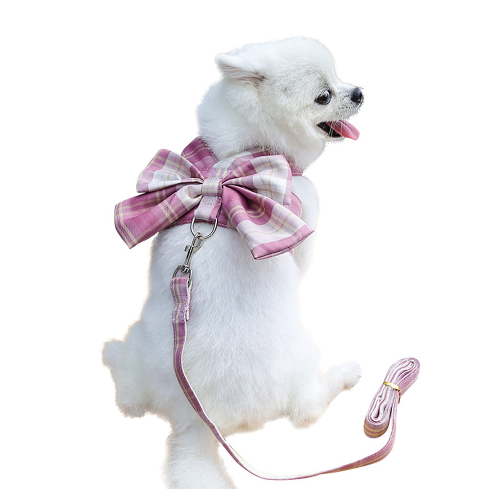 Pink & White Plaid Designer Dog Harness Coat and Matching Leash