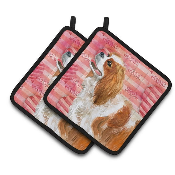 Caroline's Treasures Cavalier Spaniel Love Pair of Pot Holders