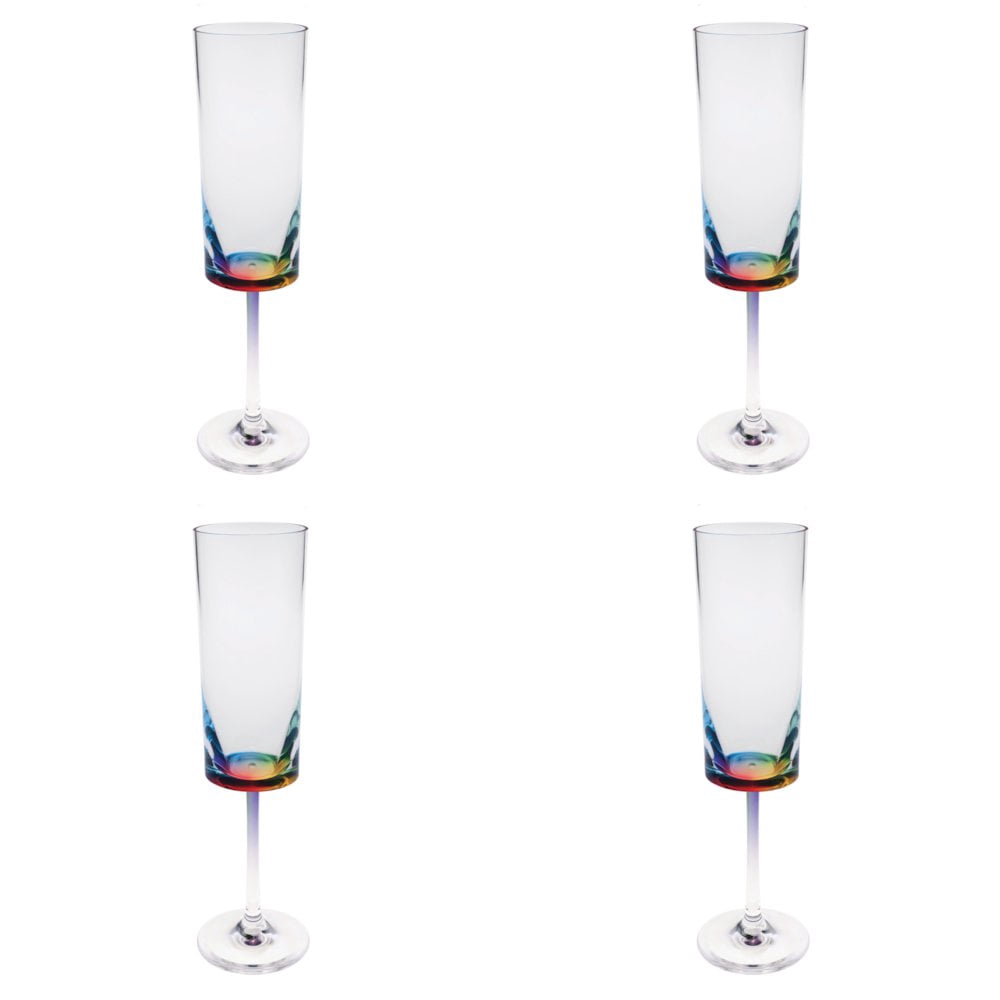 Set of Four Rainbow Geometric Acrylic Stemmed Flutes
