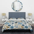 thumbnail image 3 of Designart "Scandinavian Elegance In Blue Blooms III" Floral Bedding Covert Set - Cottage Bed Set With 2 Shams, 3 of 5