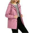 thumbnail image 6 of Women's Waterproof Rain Jacket Lightweight Raincoat Hooded Hiking Jacket Softshell Windbreaker S-5XL Pink, 6 of 8