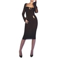thumbnail image 1 of VISgogo Vestido de mujer, manga larga, cuello cuadrado, recorte, envuelto, cordón, fiesta, vacaciones, calle, midi VISgogo moda, 1 of 9
