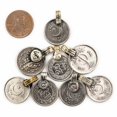 thumbnail image 2 of The Bead Chest Small Vintage Afghan Coin Pendants Set of 8 Afghanistan Silver White Metal Large Hole, 2 of 4