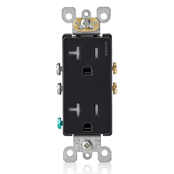 Enchufe eléctrico de pared Leviton T5825 20A Decora Black