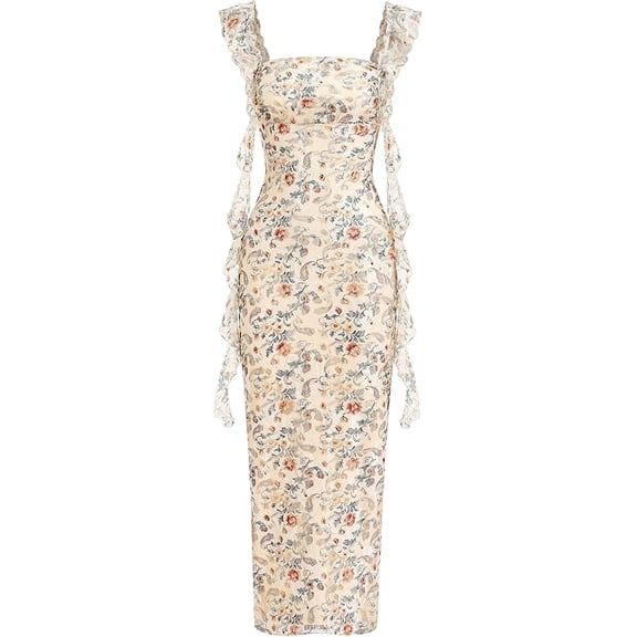 PRETTYGARDEN Women's Spring Wedding Guest Dress Summer Formal Sleeveless Elegant Floral Lace Cocktail Maxi Long Dresses