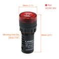 thumbnail image 2 of Uxcell AC DC 48V with Buzzer Flashing Alarm Dashboard LED Indicator Light Red, 2 of 5