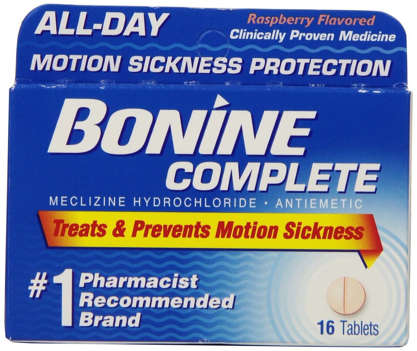 Bonine Motion Sickness Protection Chewable Tablets 16 tablets nausea (3 Pack)