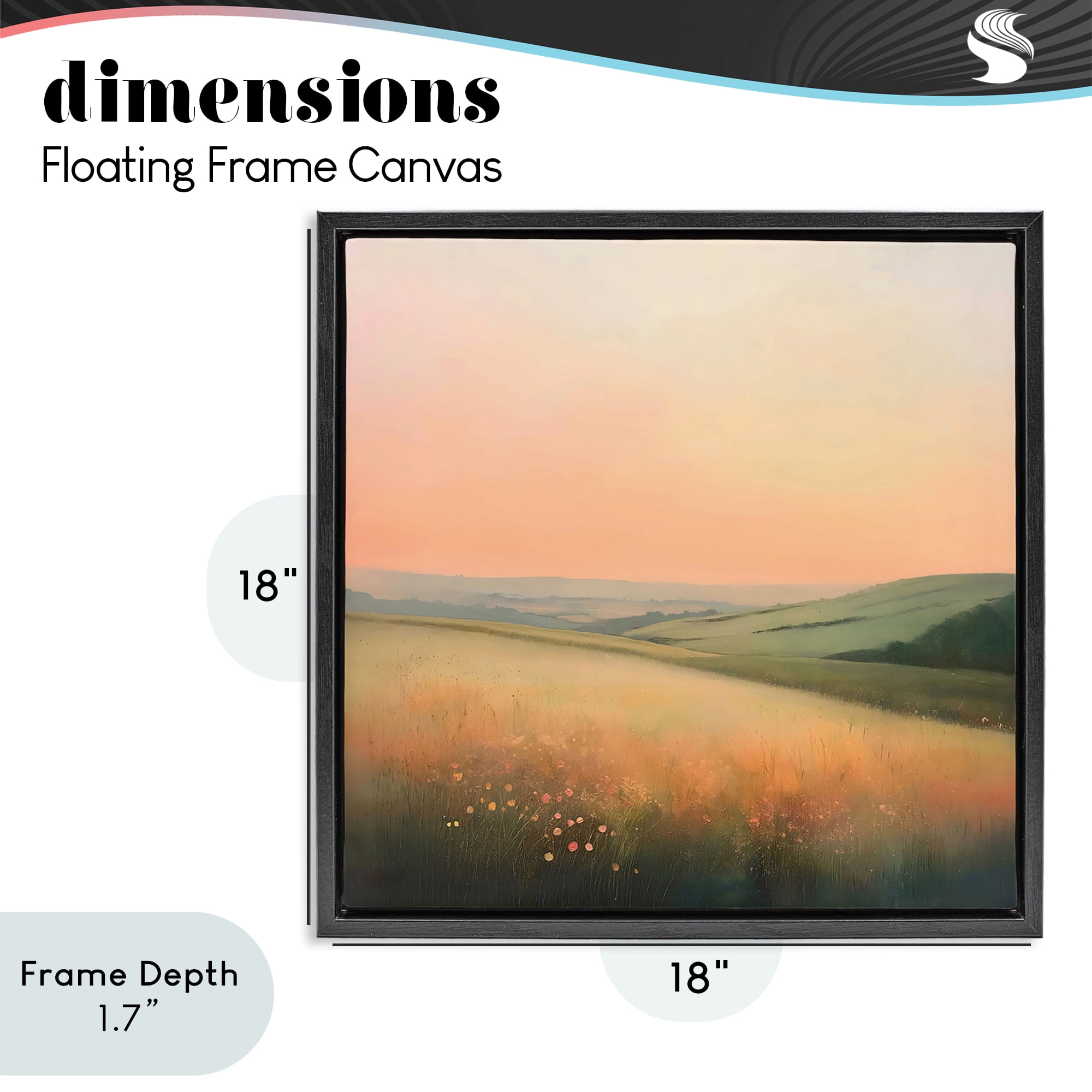 Stupell Industries Sun Coming Up Over Meadow Black Framed Floater Canvas Wall Art, design by Creative Studio