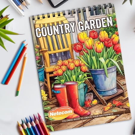 LBKHOUSE Adorable Town Coloring Book Spiral Bound for Adults Premium Cover