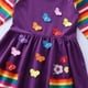 thumbnail image 5 of Odeerbi Niñas de Manga Larga Del Arco Iris A Rayas Vestido de Algodón Vestido de Línea A Niños Empalme de Color de Impresión Vestido, 5 of 9