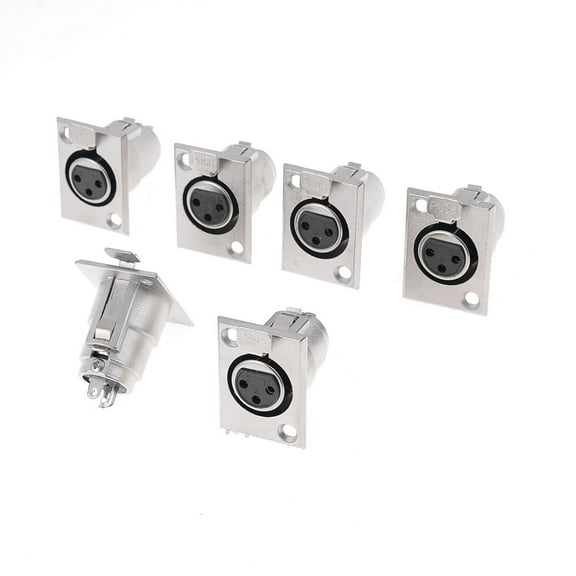 Unique Bargains 6 Pcs Metal Female XLR 3-Pin Socket AV Audio Adapter Connector