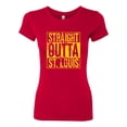 thumbnail image 2 of Straight Outta St. Louis STL Fan | Fantasy Baseball Fans | Womens Sports Slim Fit Junior Tee, Red, X-Large, 2 of 4
