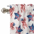 thumbnail image 4 of Kitchen Window Curtains Valance and Tier Set, 4th of July Stripes and Stars Bow Rod Pocket Tier Curtains and Valance 3 Piece Set, Vintage Independence Day Window Treatment for Bedroom Living Room, 4 of 9