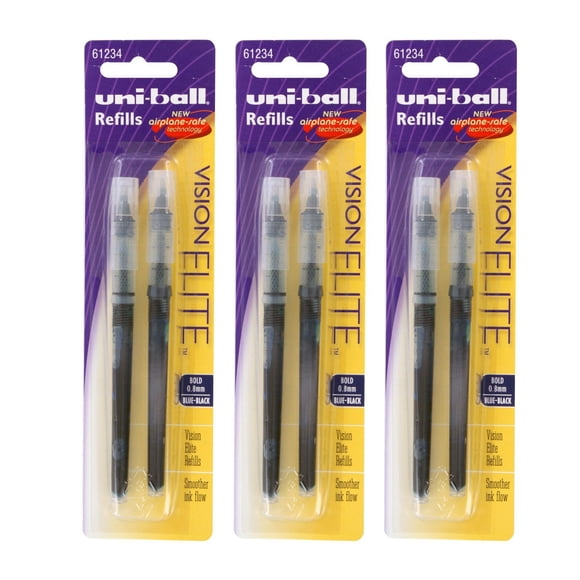 Recargas para Bolígrafo Uni-Ball Vision Elite Rollerball 0.8mm Azul-Negro Paquete de 6