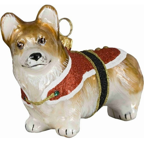 Pembroke Welsh Corgi Santa Paws Dog Polish Glass Christmas Ornament Decoration