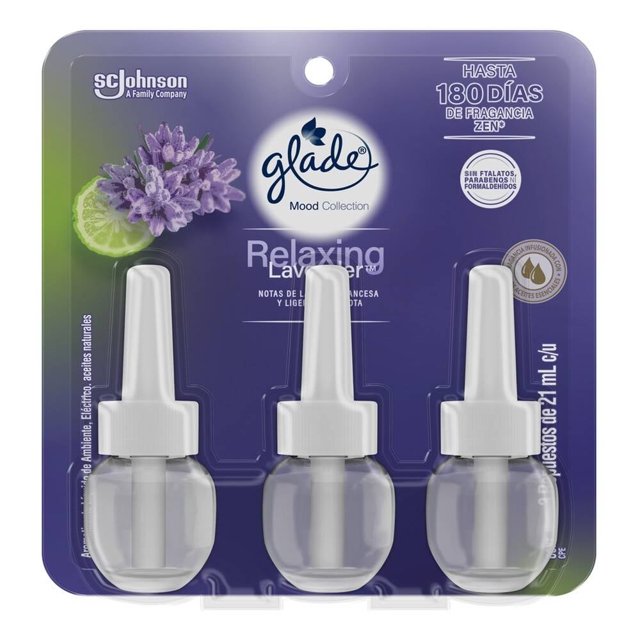 Aromatizante de ambiente Glade Mood Collection Lavanda y Bergamota 3pz 21 ml c/u