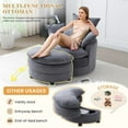 thumbnail image 3 of Aukfa Swivel Accent Chair 36" Oversized Barrel Chair with Storage Ottoman & Phone Holder for Living Room, 4 Pillows, Gray, 3 of 9