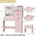 thumbnail image 2 of FANRAL Vanity Set with Mirror and Lights,Makeup Vanity Desk with Drawers & Chair & Jewelry Storage Cabinet,Pink Vanity, 2 of 8