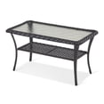thumbnail image 2 of Unnifurnzi Outdoor Coffee Table-Outdoor Wicker Coffee Table with Tempered Glass Top 2-Tier Storage Patio Table for Deck Porch Balcony Garden-Brown, 2 of 3