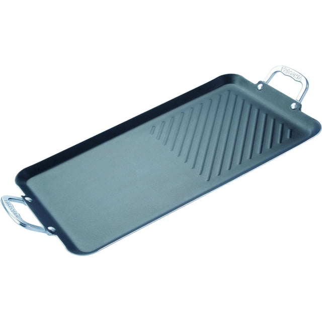 Vasconia | Plancha con Grill de Doble Quemador Esencial de Aluminio con Antiadherente