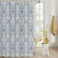 thumbnail image 4 of Fabric Shower Curtain, Retro Ethnic Style N Flowers Blue Shower Curtains with 12 Hooks Waterproof Machine Washable Bath Curtains for Bathroom, 48x 72in, 4 of 6