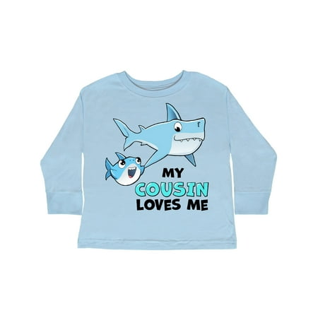 

Inktastic My Cousin Loves Me with Cute Sharks Gift Toddler Boy or Toddler Girl Long Sleeve T-Shirt