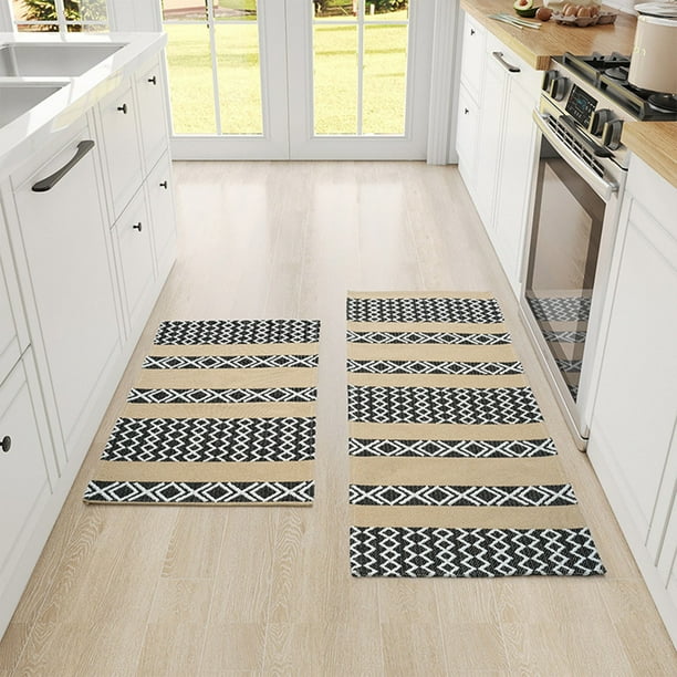 Paquete de 2 alfombrillas antideslizantes para cocina, resistentes al aceite y a la suciedad, lavables a máquina, de 120 x 50 cm y 80 x 50 cm JASKFLY