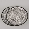 thumbnail image 1 of Hand Painted Ceramic Dinner Serving Plates Set Of 2 - Off White & Black, 25 Cm | Full Plates | Platter - Kalamkari Collection, 1 of 4