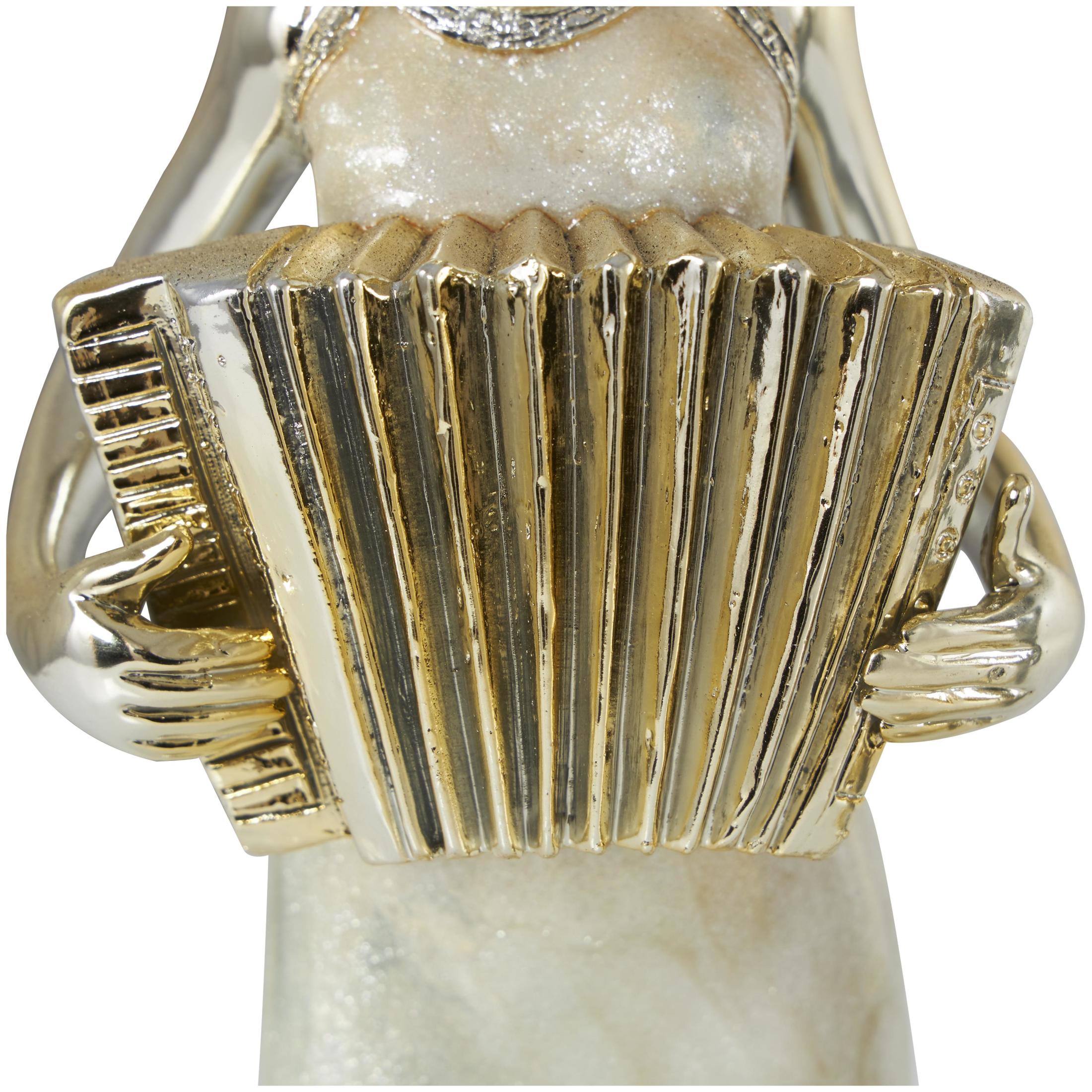 4"W, 14"H Gold Resin Musician Sculpture with Accordion and Saxophone, by DecMode (2 Count)
