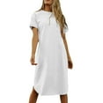 thumbnail image 2 of Fulijie Womens Dresses,Ladies Fashion Comfortable Short Sleeve Plus Size Solid Color Pocket Dress, 2 of 5