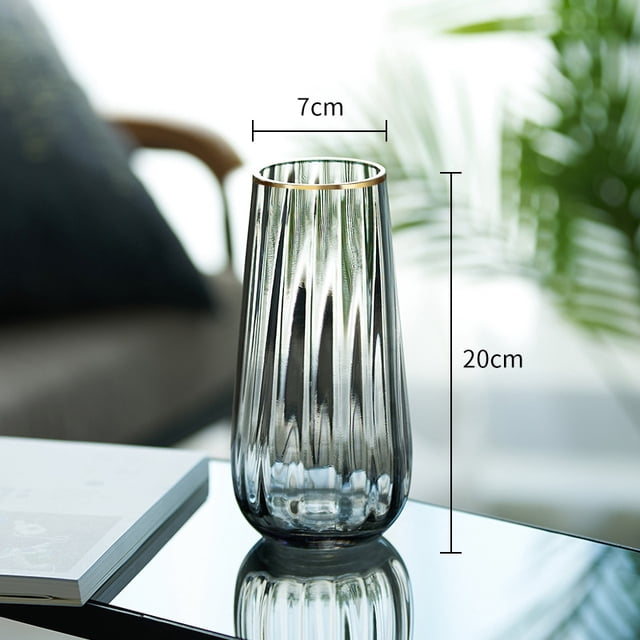 Jarrón de cristal de estilo nórdico con flores hidropónicas doradas transparentes, adornos florales para mesa de lirios
