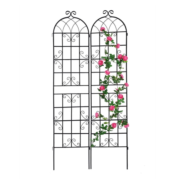 2 Pack Metal Garden Arbor, 86.7in Arch Trellis for Climbing Plants, Outdoor Wedding Party Lawn Arches Decoration, Black